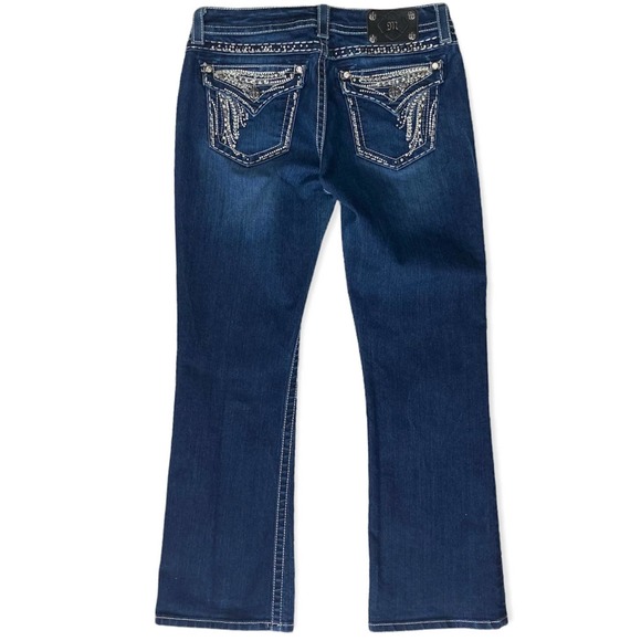 Miss Me Denim - Miss Me Easy Boot cut jeans, women's size 29 embroidered rhinestone studded